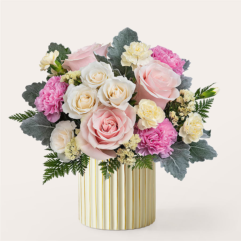 Blissful Moments Bouquet with Ivory Vase – TALLEY'S FLOWER SHOP, King NC