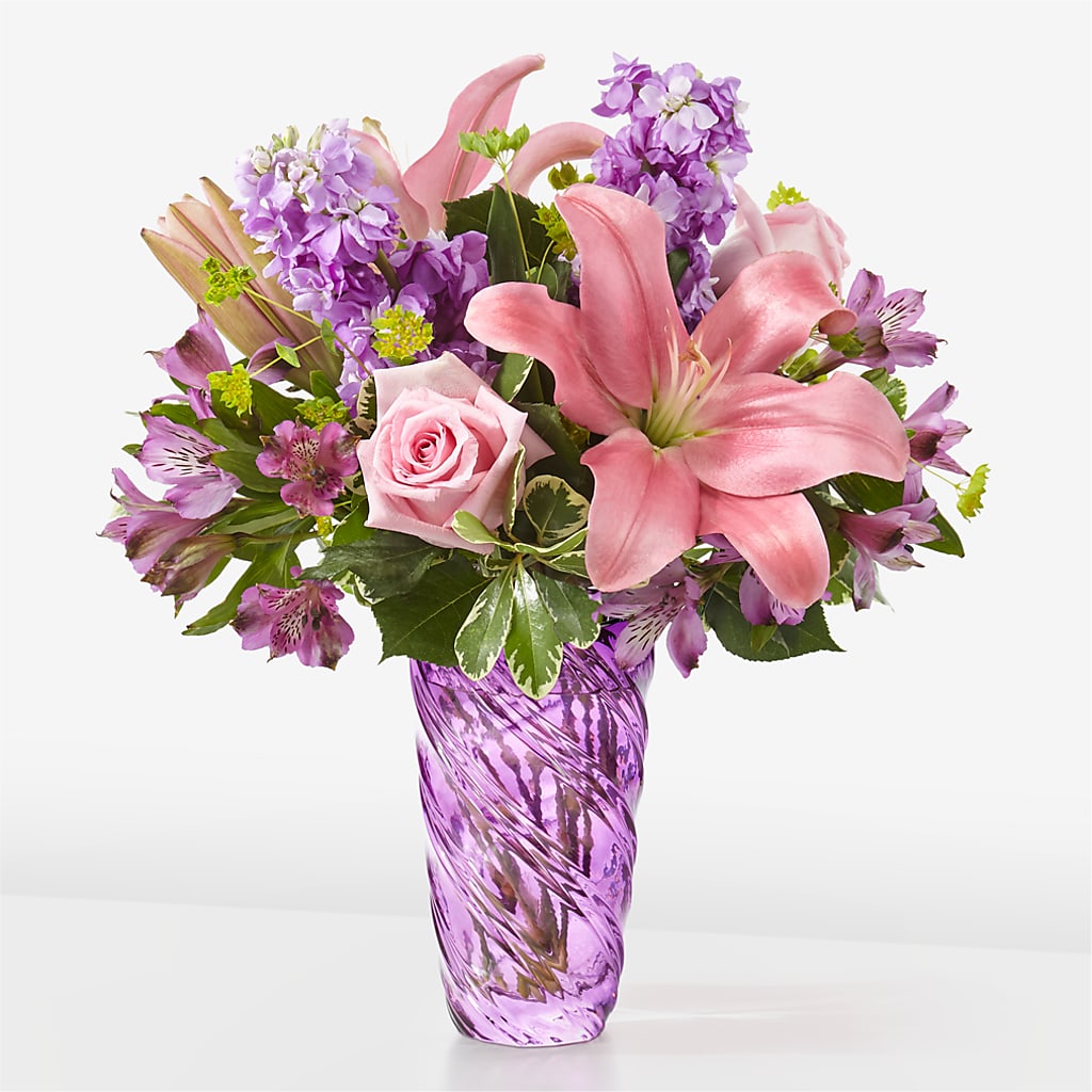 Precious Petals Bouquet with Luxe Swirl Vase – TALLEY'S FLOWER SHOP, King NC