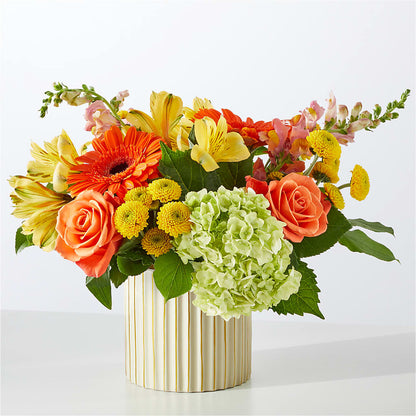 Autumn Sunshine Bouquet with Ivory Vase – TALLEY'S FLOWER SHOP, King NC